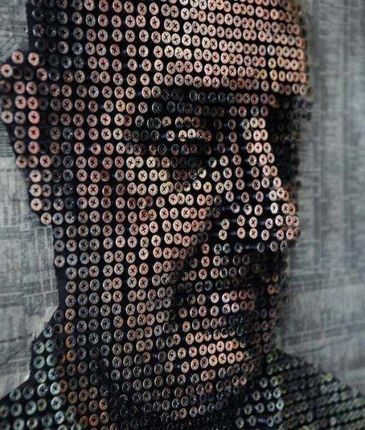 3D portraits made out of screws by Andrew Myers